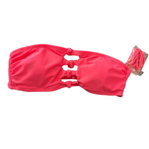 NWT SO HOT PINK CUT OUT BIKINI TOP WITH DETACHABLE STRAPS
